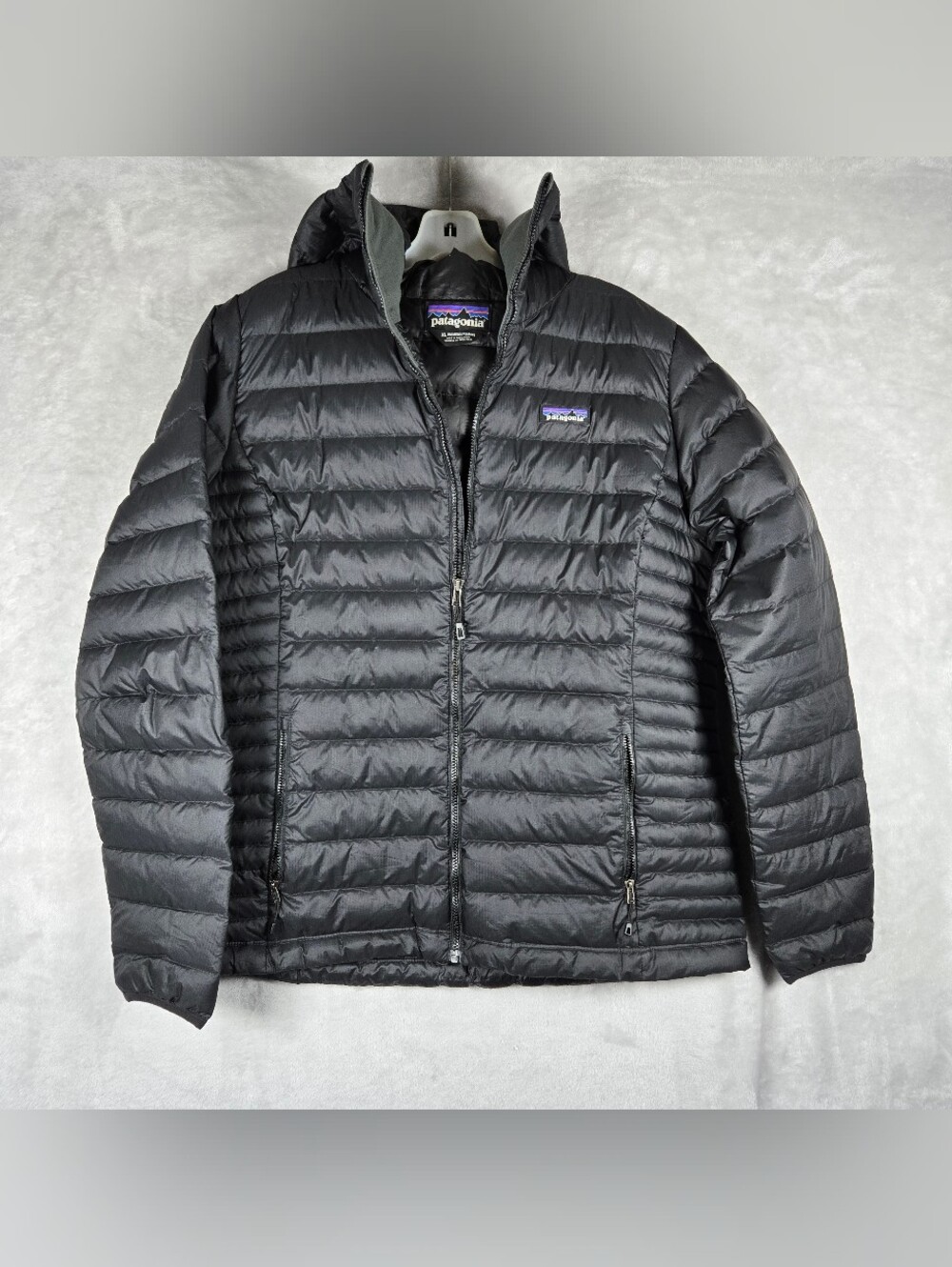 Patagonia Jacket Down Sweater Hoody Womens Size XL Black Full Zip Read Des! Flaw